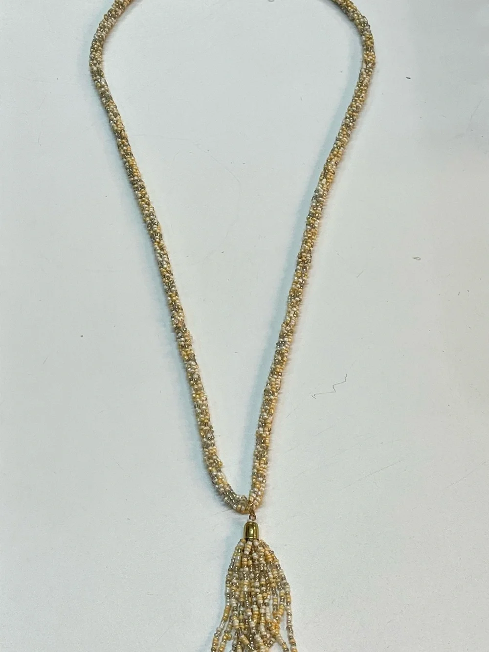 Bijoux Bar Gold Beaded Tassel Pendant Necklace